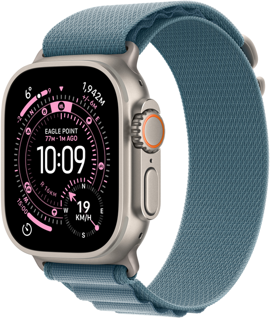 Смарт-годинник Apple Watch Ultra 3 GPS + Cellular 49mm Natural Titanium Case with Blue/Bright Blue Trail Loop - S/M (APL_MEWR4) - зображення 1