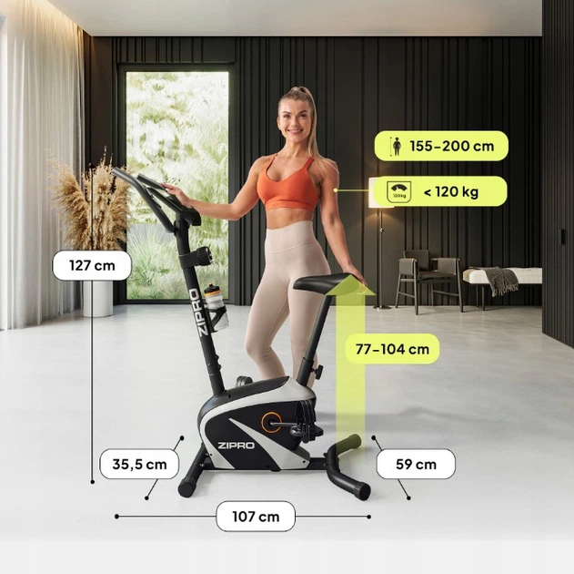 Велотренажер для дома Zipro Beat RS до 120 кг с системой магнитного сопротивления Черный с белым - Фото 3 Велотренажер для дома Zipro Beat RS до 120 кг с системой магнитного сопротивления Черный с белым - изображение 3