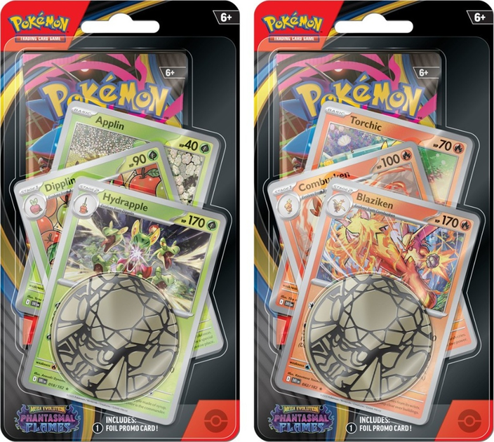 Zestaw Pokémon TCG: Mega Evolution - Phantasmal Flames - Premium Checklane Blister - Blaziken/Hydrapple 12 szt (196214125513) - obraz 1