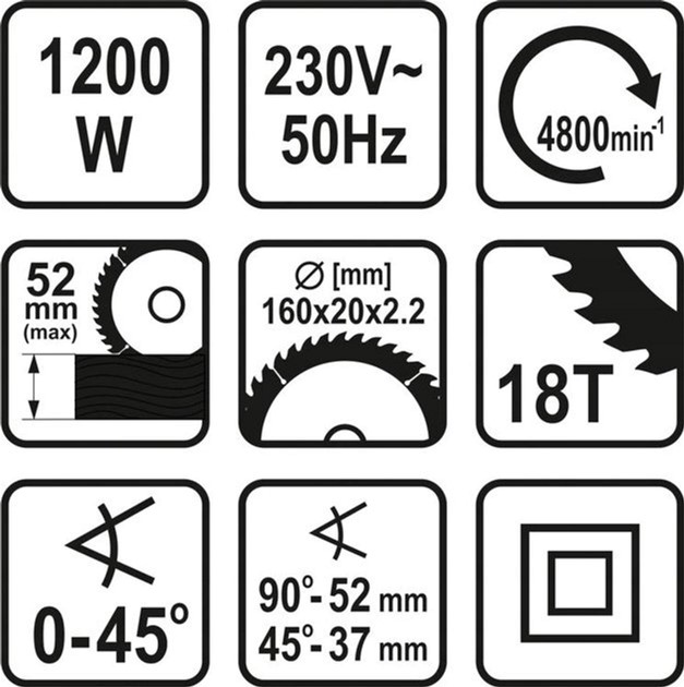 Piła tarczowa sieciowa Sthor 79254 1200 W średnica 160/20 mm głębokość cięcia 52 mm 4800 obr/min (5906083033568) - obraz 3