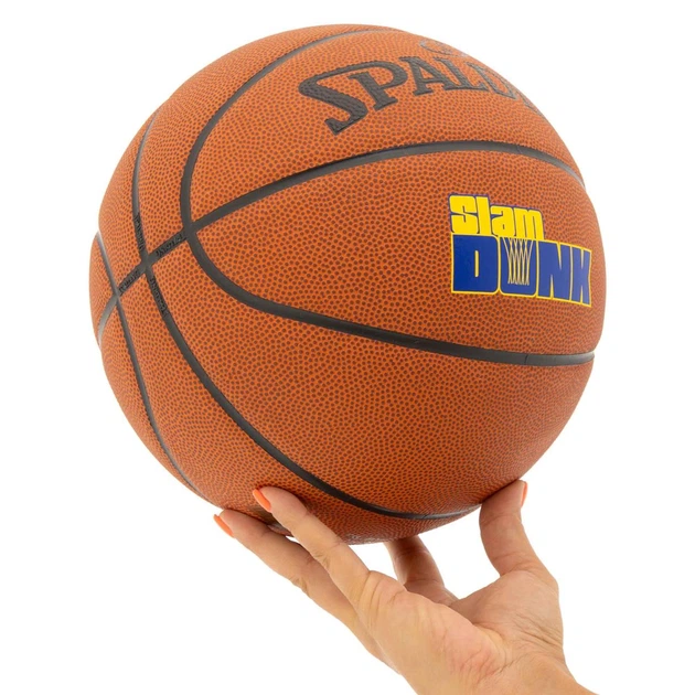 Мяч баскетбольный резиновый Spalding Slam Dunk 77935Y размер 7 для зала и улицы (Indoor/Outdoor) - Фото 6 Мяч баскетбольный резиновый Spalding Slam Dunk 77935Y размер 7 для зала и улицы (Indoor/Outdoor) - изображение 6