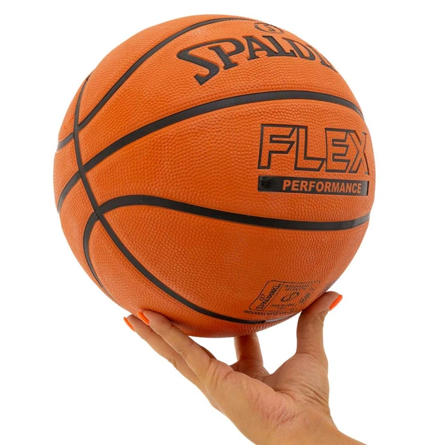 М'яч баскетбольний гумовий Spalding Flex Performance 84606Y розмір 7 для зали та вулиці (Indoor/Outdoor) Orange - Фото 6 М'яч баскетбольний гумовий Spalding Flex Performance 84606Y розмір 7 для зали та вулиці (Indoor/Outdoor) Orange - зображення 6