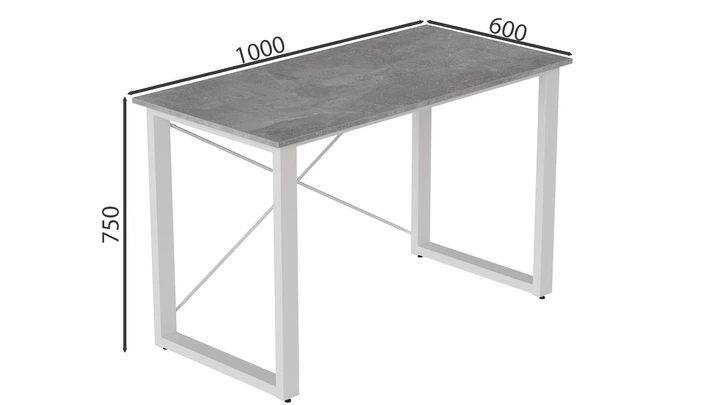 Письмовий стіл Ferrum-decor Драйв 750x1000x600 Білий метал ДСП Бетон 32 мм (FRD-103316) - зображення 3