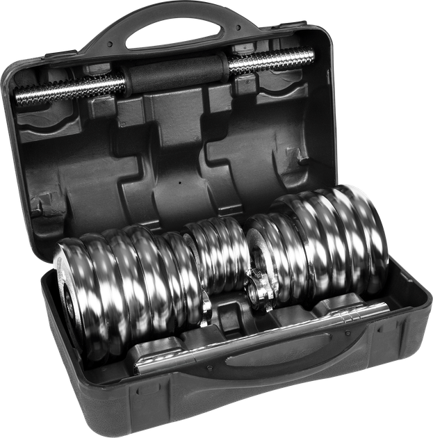 Hantle żeliwne chromowane Rebel Active regulowane w walizce z gryfem, zestaw 30 kg RBA-2326-30 (5901890122139) - obraz 5