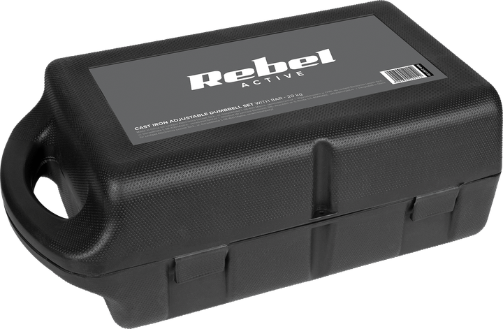 Hantle żeliwne Rebel Active regulowane w walizce z gryfem, zestaw 20 kg RBA-2327-20 (5901890122252) - obraz 6