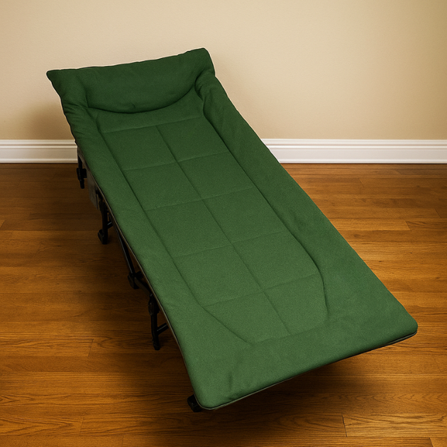 Туристична похідна розкладачка з вбудованим матрацом LEOBRO Green 190 x 67 x 35 см, навантаженням до 150 кг, зелена - Фото 3 Туристична похідна розкладачка з вбудованим матрацом LEOBRO Green 190 x 67 x 35 см, навантаженням до 150 кг, зелена - зображення 3