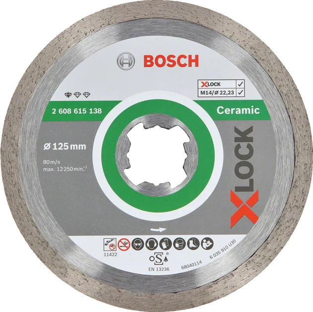 Tarcza diamentowa Bosch Standard for Ceramic z mocowaniem X-LOCK 125 mm (2608615138) - obraz 1