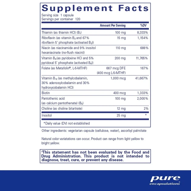 Витамин B6 комплекс Pure Encapsulations (B6 Complex) 120 капсул - изображение 5