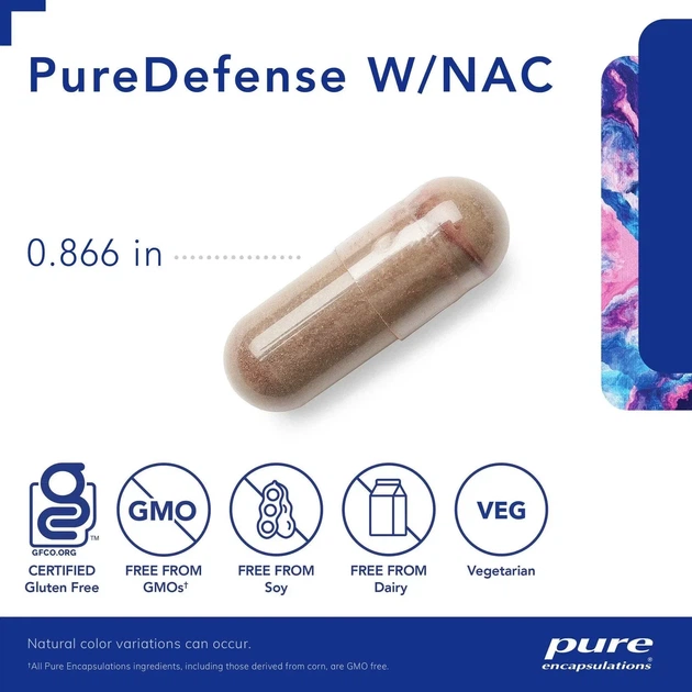 Вітаміни для імунітету з ацетилцистеїном Pure Encapsulations (PureDefense with NAC) 120 капсул - зображення 6