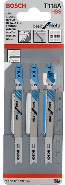 Набір полотен для електролобзика Bosch T 118 A 3 шт (3165140007399) - зображення 1