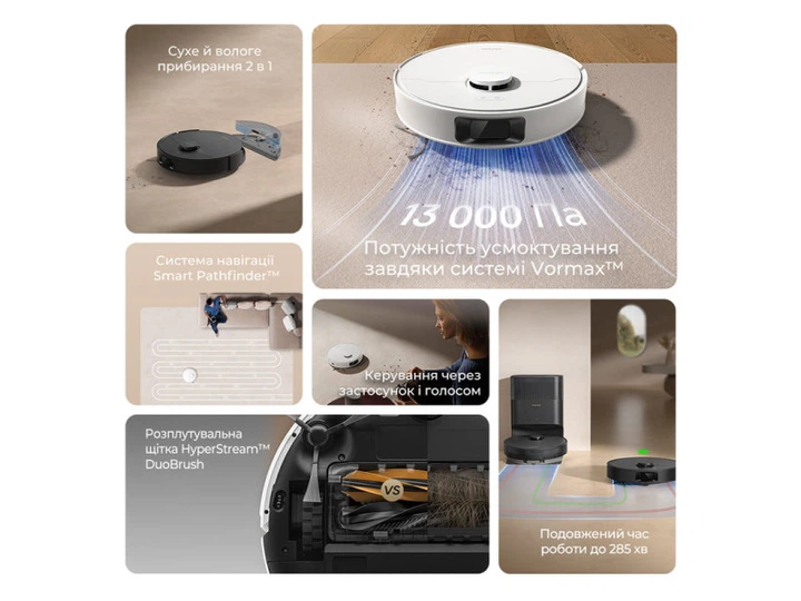 Робот-пилосос з вологим прибиранням Dreame Bot D20 White (RLD35GA) - изображение 8