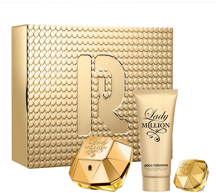 Набір для жінок Paco Rabanne Lady Million Парфумована вода 80 мл + Мініатюра Парфумована вода 5 мл + Лосьйон для тіла 100 мл (3349668628537) (955555912592217) - Уцінка - зображення 1