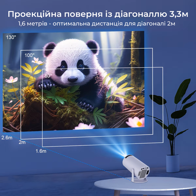 Проектор Everon HY300 Pro 4K Android 11 BT5.0 Dual Wi-Fi Домашній кінотеатр (HY300 PRO) - зображення 2