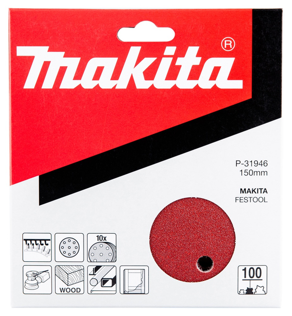 Шліфувальний папір Makita K100 150 мм 10 шт (P-31946 ) - зображення 1