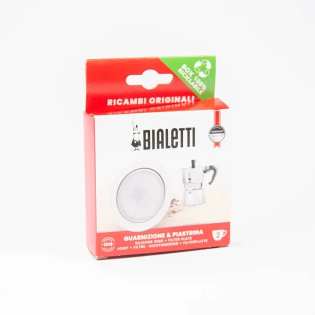 Набор прокладок и фильтр для гейзерной кофеварки Bialetti 2 порции 3 шт белый - изображение 9