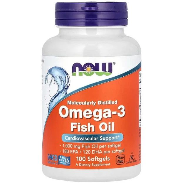 Рыбий жир с омега-3 1000 мг 180 ЭПК 120 ДГК NOW Foods 100 капсул - изображение 2