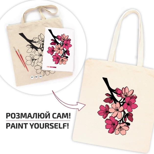 Набор для творчества экосумка-раскраска "Flowers" N0003653, 38х42 см - изображение 3