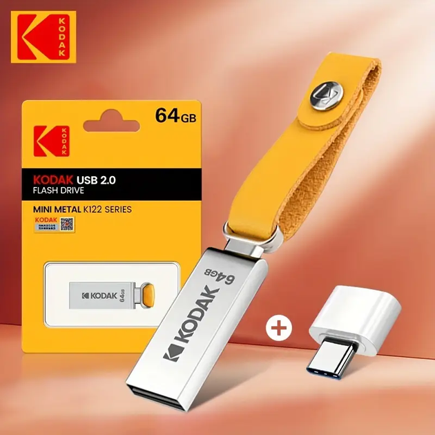 Флеш накопитель Kodak K122 64Gb металлический USB 2.0 Компьютерная флешка 64 Гб металлическая - Фото 1 Флеш накопитель Kodak K122 64Gb металлический USB 2.0 Компьютерная флешка 64 Гб металлическая - изображение 1