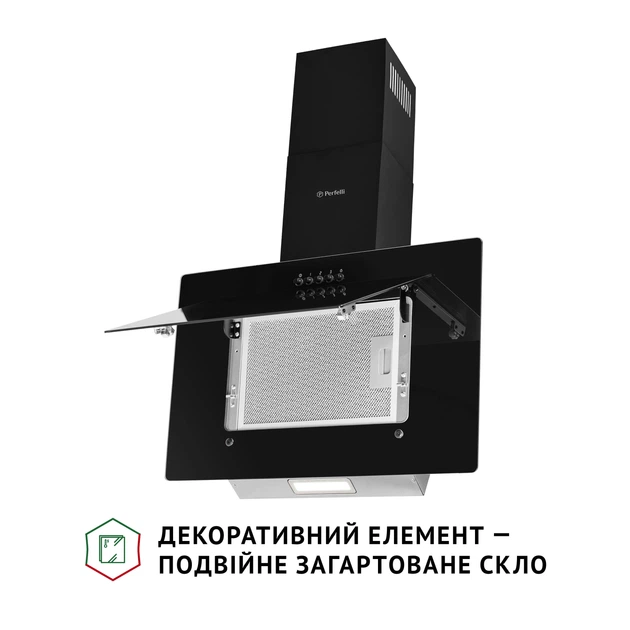 Витяжка декоративна похила PERFELLI DN 6142 BL LED - изображение 3