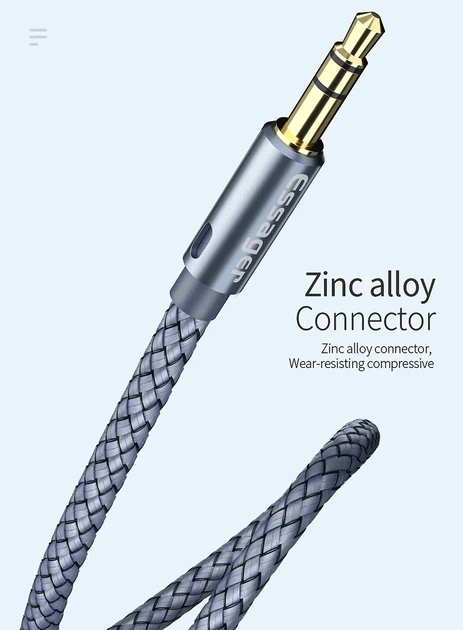 Кабель аудио Essager 3.5mm Aux mini Jack male-male 0.5 м Dark Gray (EYP35-DYB0G) - изображение 8