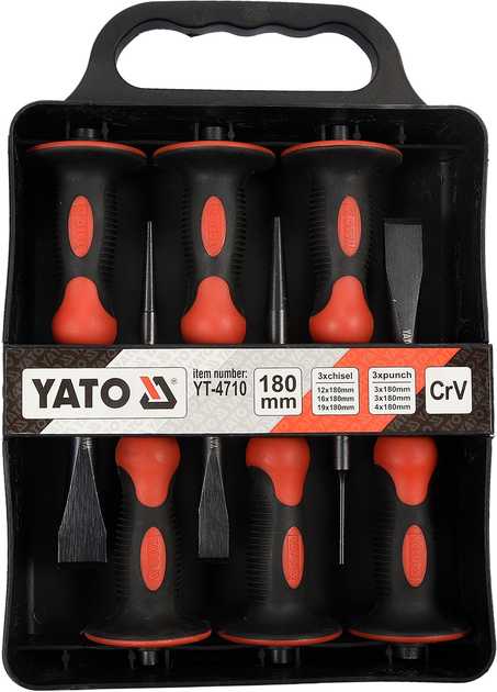 Набір Yato YT-4710 зубило та пробійник з протектором l=180 мм 6 шт (5906083947100) - зображення 1