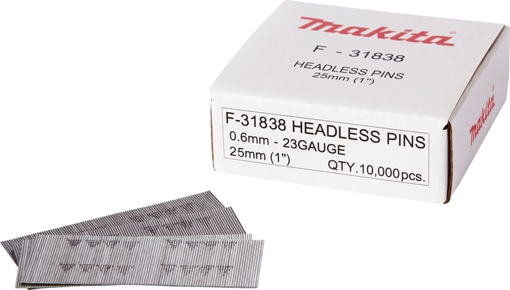 Sztyfty Makita F-31838 P25 25 x 0.6 mm do sztyfciarki 10000 szt (88381292399) - obraz 1