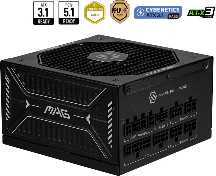 Zasilacz MSI MAG A850GLS PCIE5 850W - Zdjęcie 1 Zasilacz MSI MAG A850GLS PCIE5 850W - obraz 1