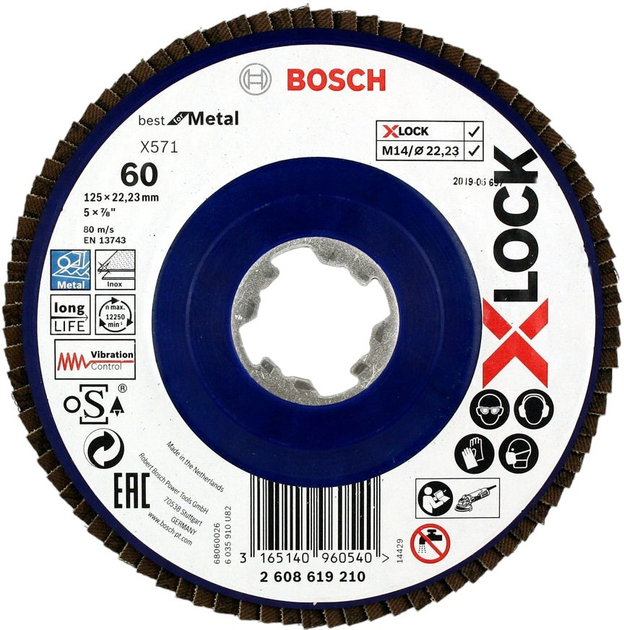 Tarcza listkowa Bosch X-Lock Best for Metal 125 mm 2608619210 (3165140960540) - obraz 1