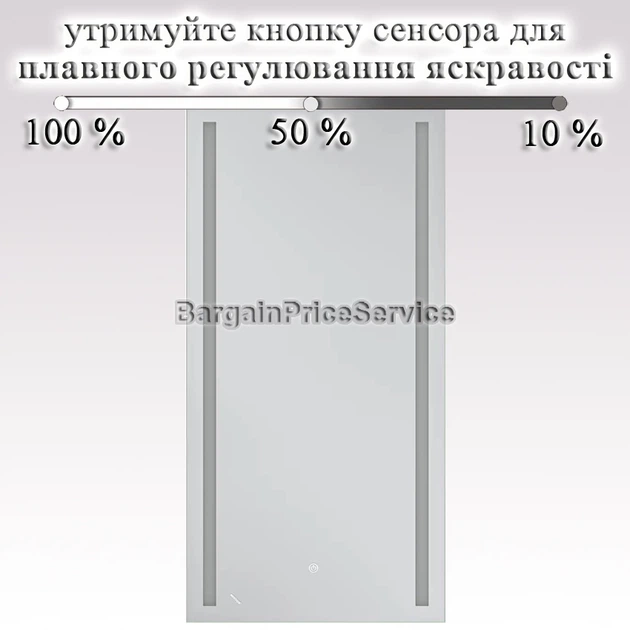 Дзеркало 120x60 см LED Touch Сенсор Фасадне підсвічування Діммер Антизапотівне Mixxus Premium LINES MR17-120x60-Reverse Скло 5 мм з Срібною амальгамою Алюмінієвий каркас Товщина 3 см (MP6626) - изображение 2