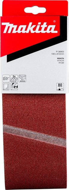 Taśma szlifierska Makita P-36902 610 x 100 mm K80 5 szt (88381972611) - obraz 2
