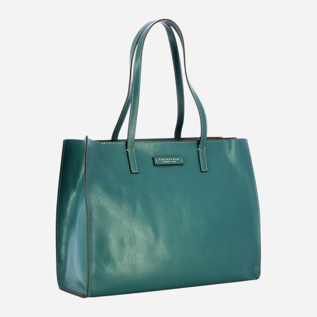 Torebka shopper ze skóry naturalnej The Bridge Mirra 04131401 BU Zielona (800070347010) - obraz 2