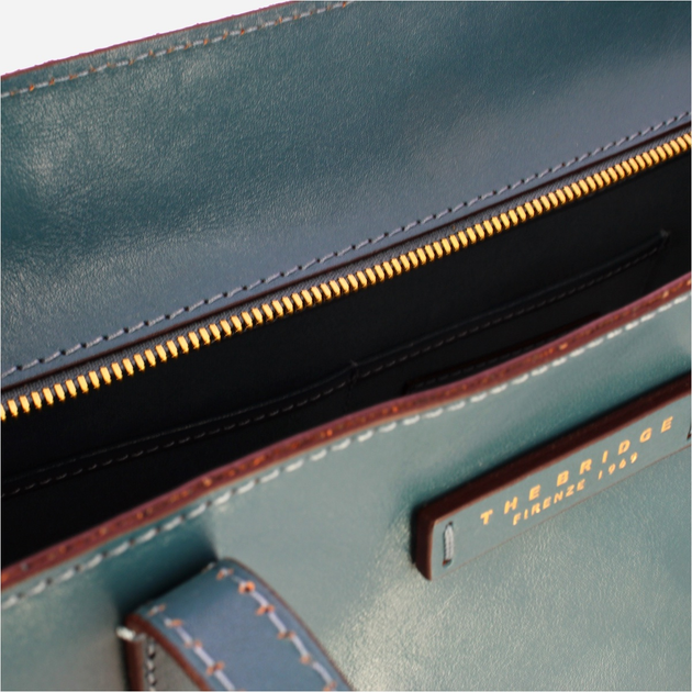 Torebka shopper ze skóry naturalnej The Bridge Mirra 04131401 BU Zielona (800070347010) - obraz 4