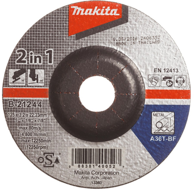 Tarcza tnąca Makita 125 x 3.2 x 22.23 mm B-21244 (0088381400527) - obraz 1