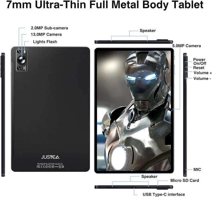 Планшет 11" 2K Jusyea J9 16/256Gb 8 ядер Android 13 8600 mAh (black) - изображение 3