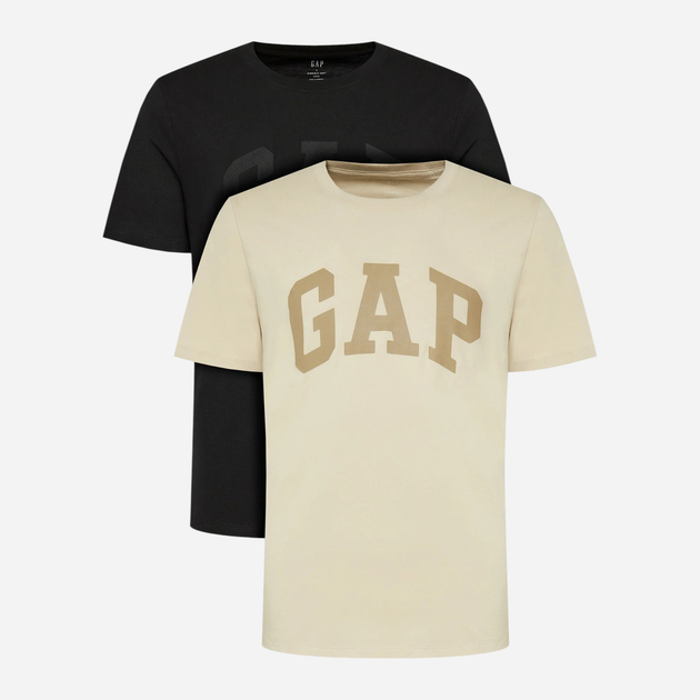 Набір футболок бавовняних довгих чоловічих GAP 885595-00 2XL 2 шт Бежевий/Чорний (1200133154321) - зображення 1