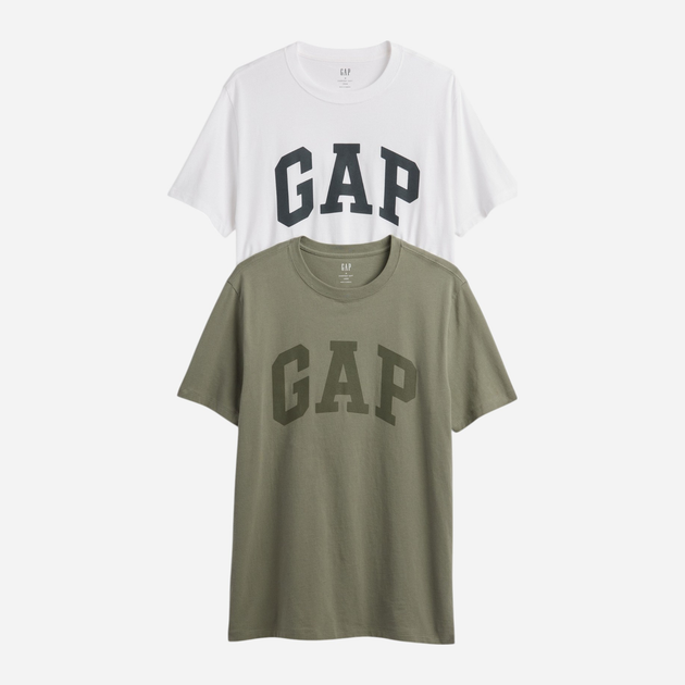 Набір футболок бавовняних довгих чоловічих GAP 885595-04 2XL 2 шт Оливковий/Білий (1200146427160) - зображення 1