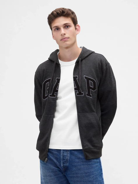 Толстовка на флісі, на блискавці чоловіча GAP 851516-32 2XL Темно-сіра (1200140146302) - зображення 1