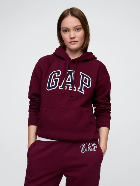 Bluza damska z kapturem ocieplana GAP 463506-02 S Bordowa - obraz 1