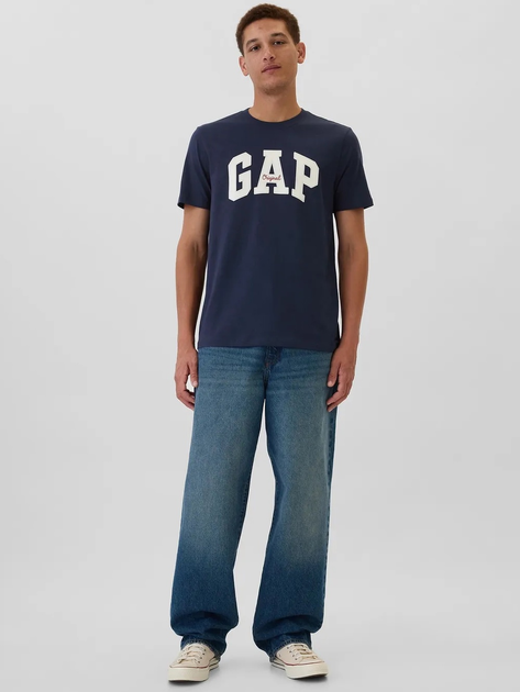 Футболка бавовняна довга чоловіча GAP 542246-02 S Темно-синя (1200136224441) - зображення 3
