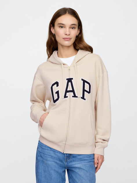 Толстовка на блискавці утеплена на флісі з капюшоном жіноча GAP 678782-04 XS Бежева (1200138889426) - зображення 1
