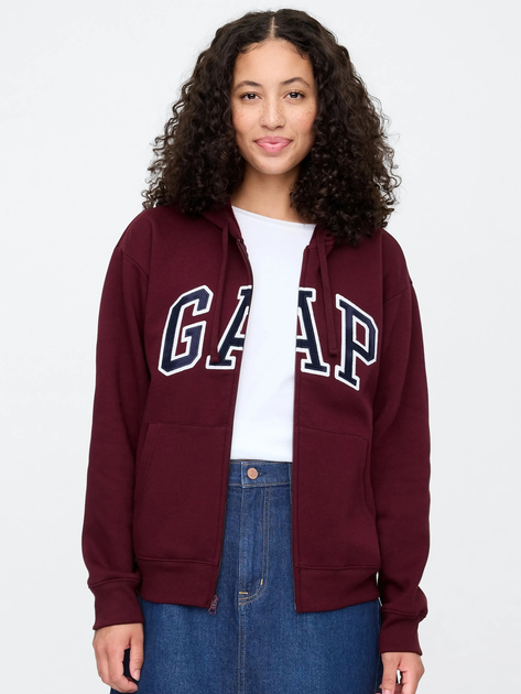 Толстовка на блискавці утеплена на флісі з капюшоном жіноча GAP 678782-10 XS Бордова (1200138889617) - зображення 1