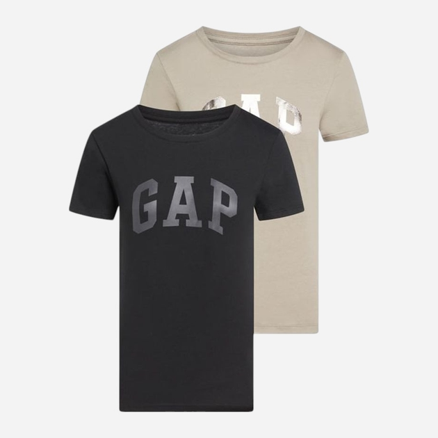 Набір футболок бавовняних жіночих GAP 824523-02 S 2 шт Чорний/Коричневий (1200147106248) - зображення 1