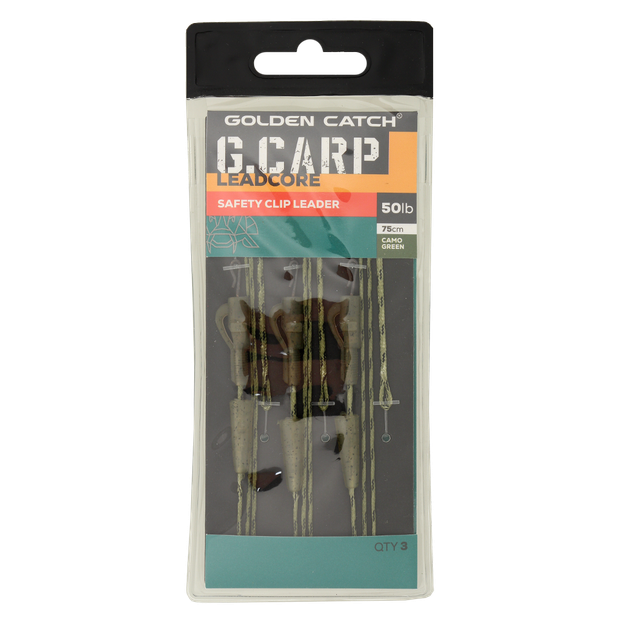 Оснащення коропове GC G.Carp Leadcore Safety Clip Leader 75см 50lb (3шт) Caмo Green - зображення 3