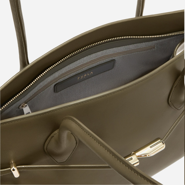 Сумка жіноча з натуральної шкіри велика Furla Goccia WB01504BX31042810S1007 Зелена (800070344982) - зображення 3