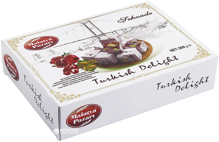 Турецкий рахат-лукум Malatya Pazari Sehzade Гранатовый с фисташками 200 г (8690985815205) - Фото 1 Турецкий рахат-лукум Malatya Pazari Sehzade Гранатовый с фисташками 200 г (8690985815205) - изображение 1