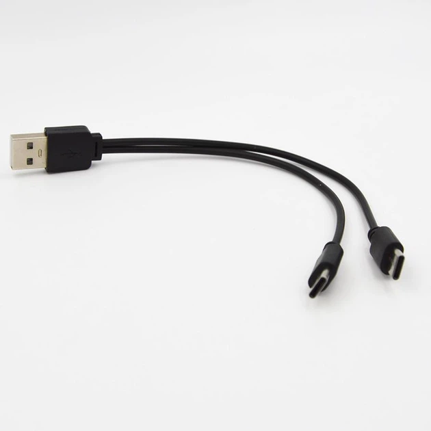 Кабель спліттер USB - 2 Type-C для зарядки та живлення 2A 20см Чорний ( код: A2C-02mB ) - зображення 4