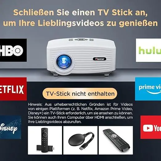 Проектор для домашнего кинотеатра Giaomar Movie Projector C6 2.4G и 5G 720P HDMI с пультом Белый - изображение 3