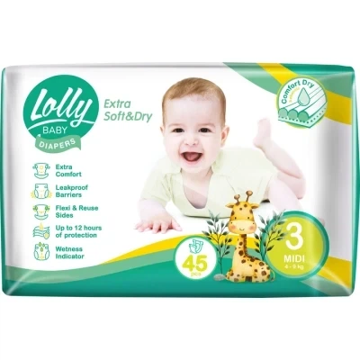 Подгузники Lolly Soft Midi 3 4-9 кг 45 шт (4820174981259) - Фото 1 Подгузники Lolly Soft Midi 3 4-9 кг 45 шт (4820174981259) - изображение 1