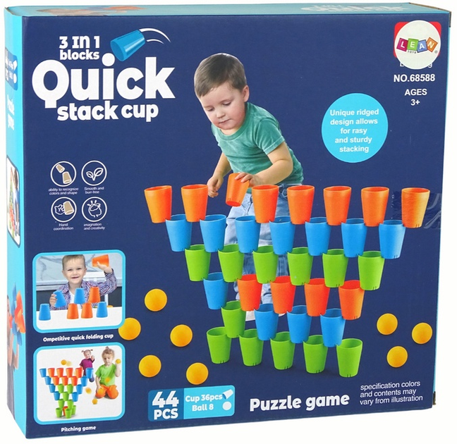 Логічна гра LEAN Toys Cups Puzzle 3 в 1 44 елементи 16248 (5905679077818) - зображення 1
