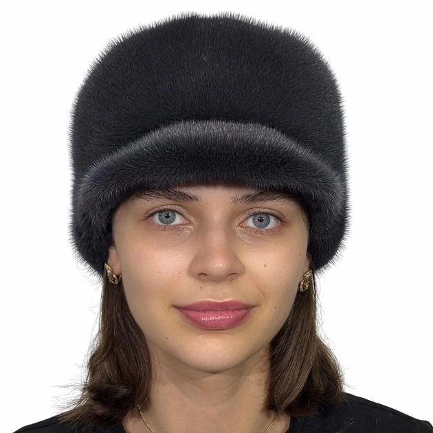 Кепка женская из меха цельной норки Меховой Стиль Норма 54/60 Темный ирис (086/A) - изображение 2